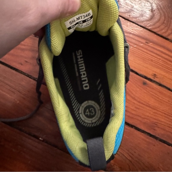 Shimano MT34 SPD Mountain Bike Shoes Size 43 EU (8.9 US) 27.2CM Blue Green Black - Picture 7 of 8